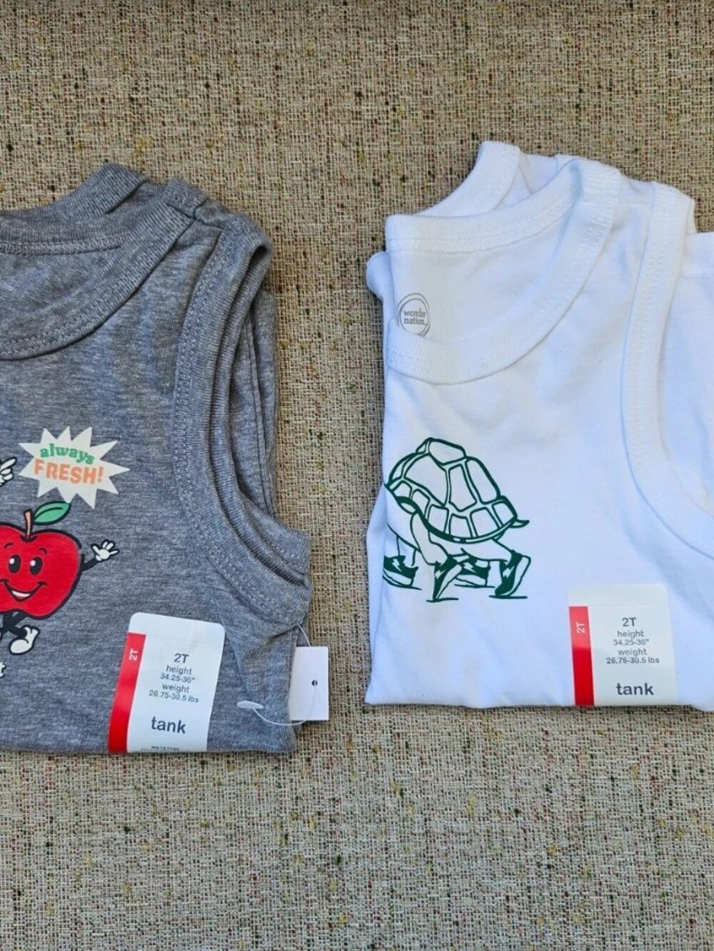 Wonder Nation Kids Tank Top White and Gray Sleeve Less T Shirt Size 2T Lot of 2 - Picture 2 of 12